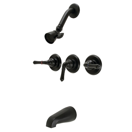 Kingston Brass ThreeHandle Tub and Shower Faucet, Matte Black KB230